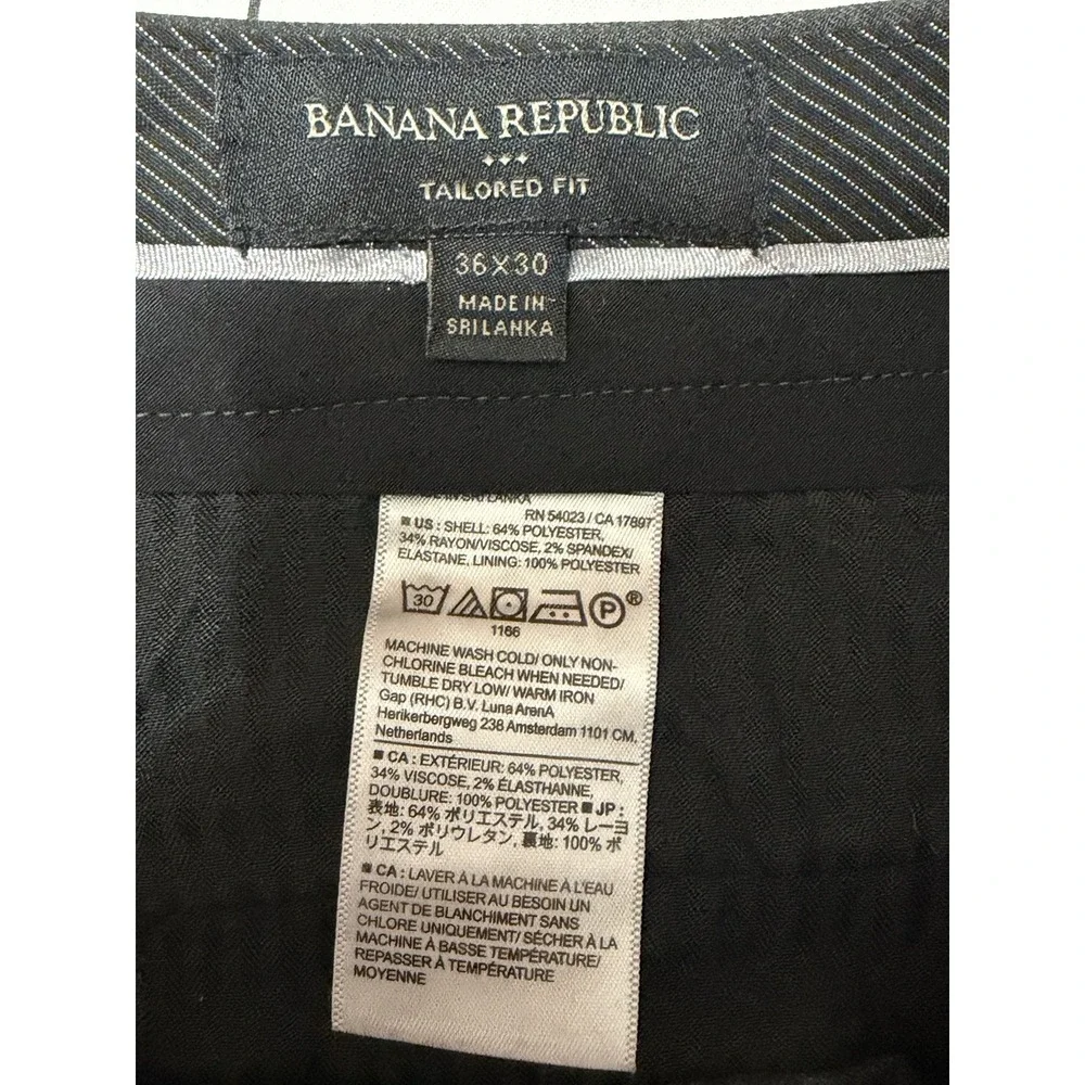 Banana Republic Dress Pants Mens Sz 36X30 Gray Tailored Fit  Tapered Pinstriped